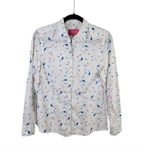 Charles Tyrwhitt White Feather Print Button-Down Cotton Shirt